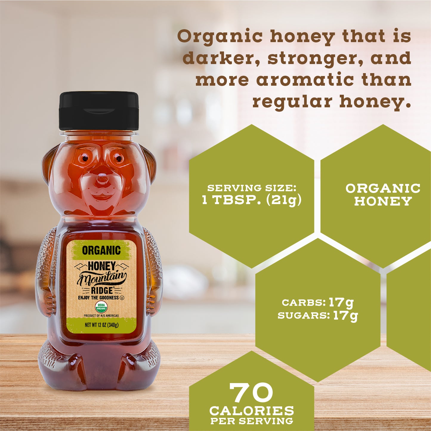 Mountain Ridge Organic Honey - 12oz Bear