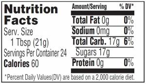 honey nutrition label